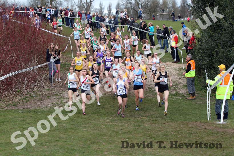 Early leaders in the Under-20 Women, McCain Inter Counties Cross Country, Cofton Park, Birmingham.